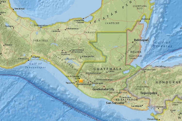 Terremoto: energia foi interrompida nas regiões de Retalhuleu, Quetzaltenango e Suchitepequez na Guatemala (USGS/Divulgação)