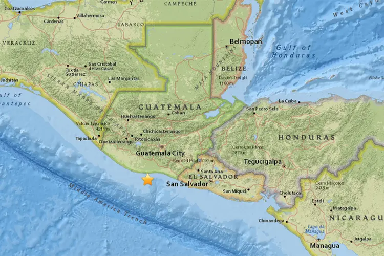 Terremoto na Guatemala: não houve relatos de imediato sobre vítimas em decorrência do tremor (USGS/Reprodução)