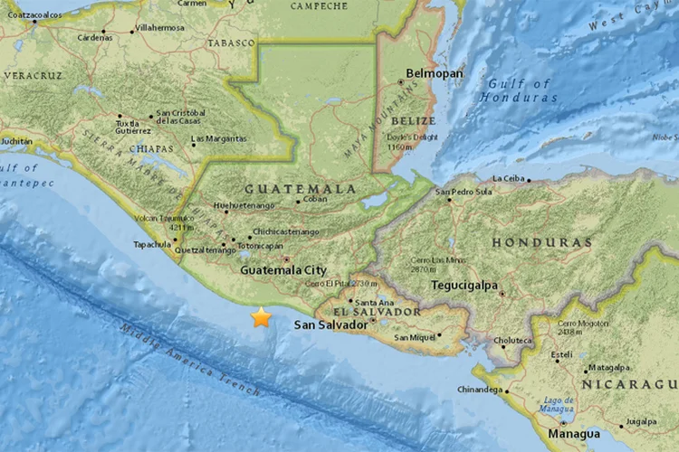 Terremoto na Guatemala: não houve relatos de imediato sobre vítimas em decorrência do tremor (USGS/Reprodução)