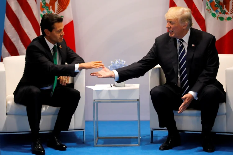 Peña Nieto e Trump: "Vocês não podem dizer isso à imprensa", repetiu Trump várias vezes (Carlos Barria/Reuters)