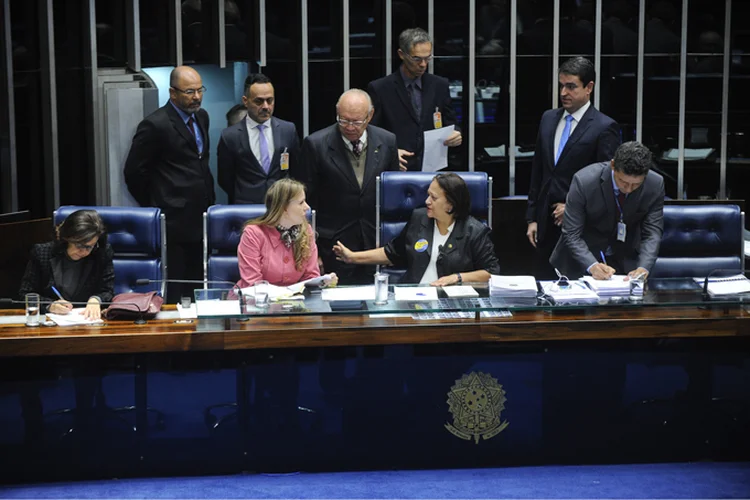 Prédio do Senado está sob a proteção da tropa de choque da Polícia Militar de Brasília e o acesso está restrito a parlamentares, servidores e pessoas credenciadas (Marcos Oliveira/Agência Senado)
