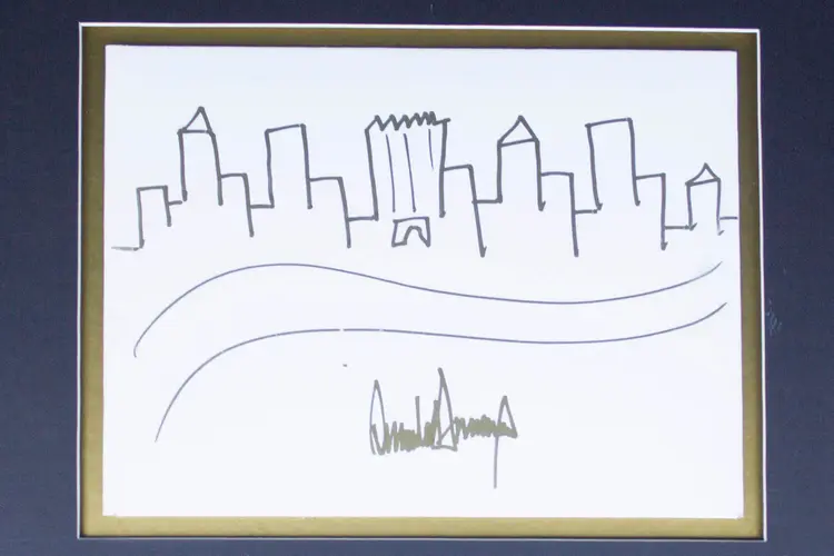 Desenho de Donald Trump: a obra é fruto de um evento do qual Trump participou em 2005 (Nate D. Sanders auctions/Divulgação)