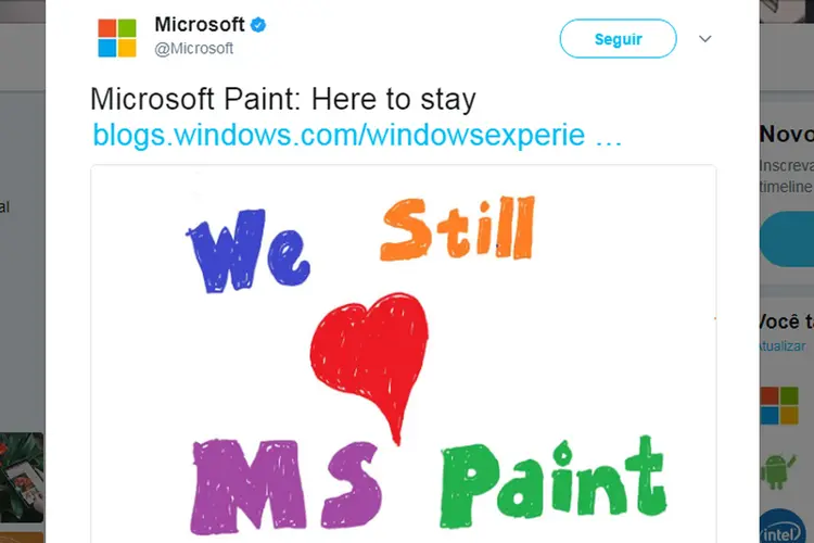 Paint: os computadores vendidos com Windows 10 incluirão o Paint 3D, o sucessor do Paint tradicional (Microsoft/Twitter/Reprodução)
