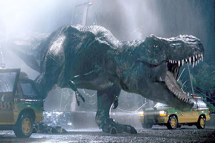 T. Rex retratado no filme de Steven Spielberg Jurassick Park (Jurassick Park/Reprodução)