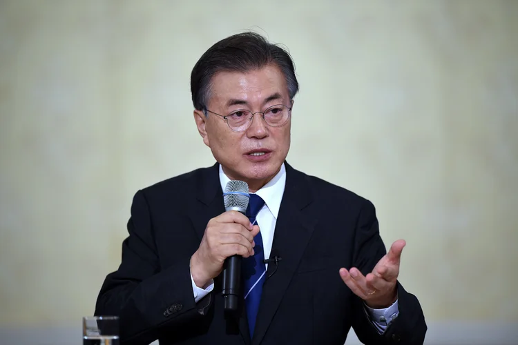 Moon Jae-In: defendeu que os exercícios têm "o objetivo de revisar a preparação defensiva" (JUNG Yeon-Je/Pool/Reuters)