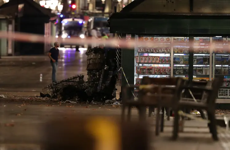 Área de Las Ramblas onde van atropelou pedestres em atentado em Barcelona, dia 17/08/2017 (Sergio Perez/Reuters)