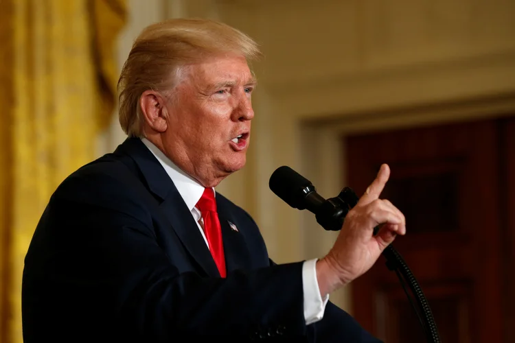 Presidente dos EUA, Donald Trump, durante entrevista coletiva na Casa Branca (Kevin Lamarque/Reuters)