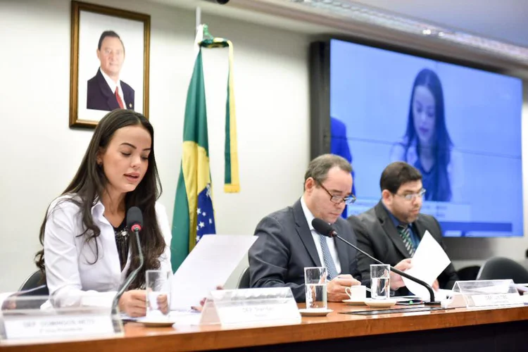 Shéridan: a deputada fez a leitura de seu relatório sobre a cláusula da barreira (Facebook/Reprodução)