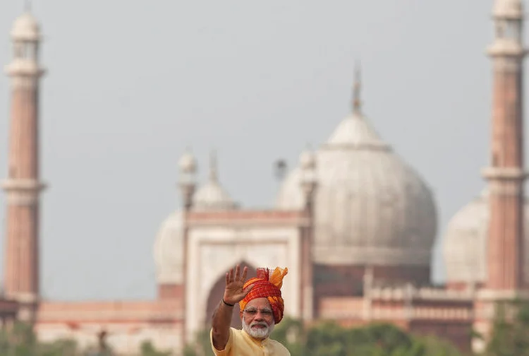 Narendra Modi: discurso em Déli como parte das celebrações dos 70 anos de independência (Adnan Abidi/Reuters)