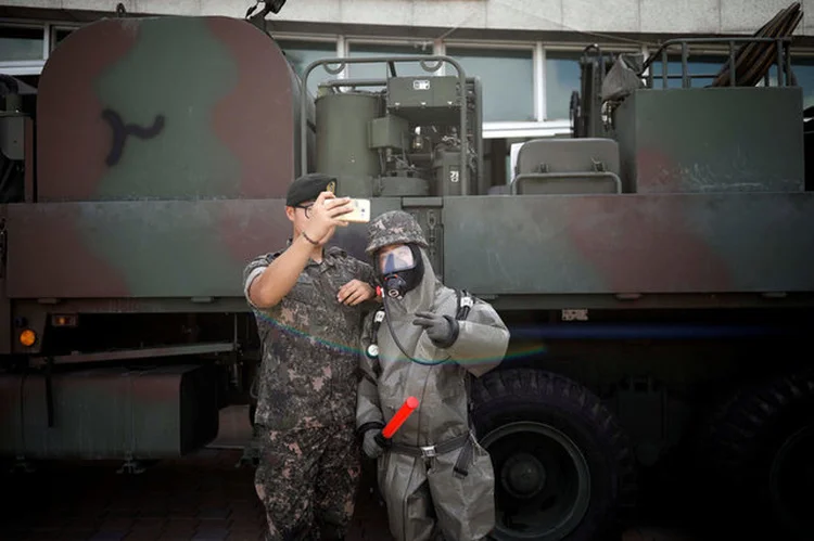 Soldados Sul-Coreanos: atividade em conjunto com os Estados Unidos é encarada como provocação pelos norte-coreanos (Kim Hong-Ji/Reuters)