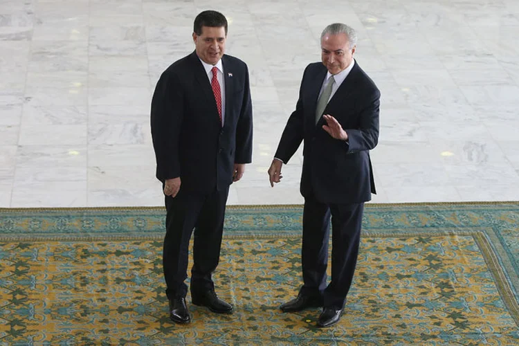 Cartes e Temer: em primeiro lugar, Cartes será recebido por Temer no Palácio de Planalto, em Brasília, onde se reunião de forma privada (Adriano Machado/Reuters)