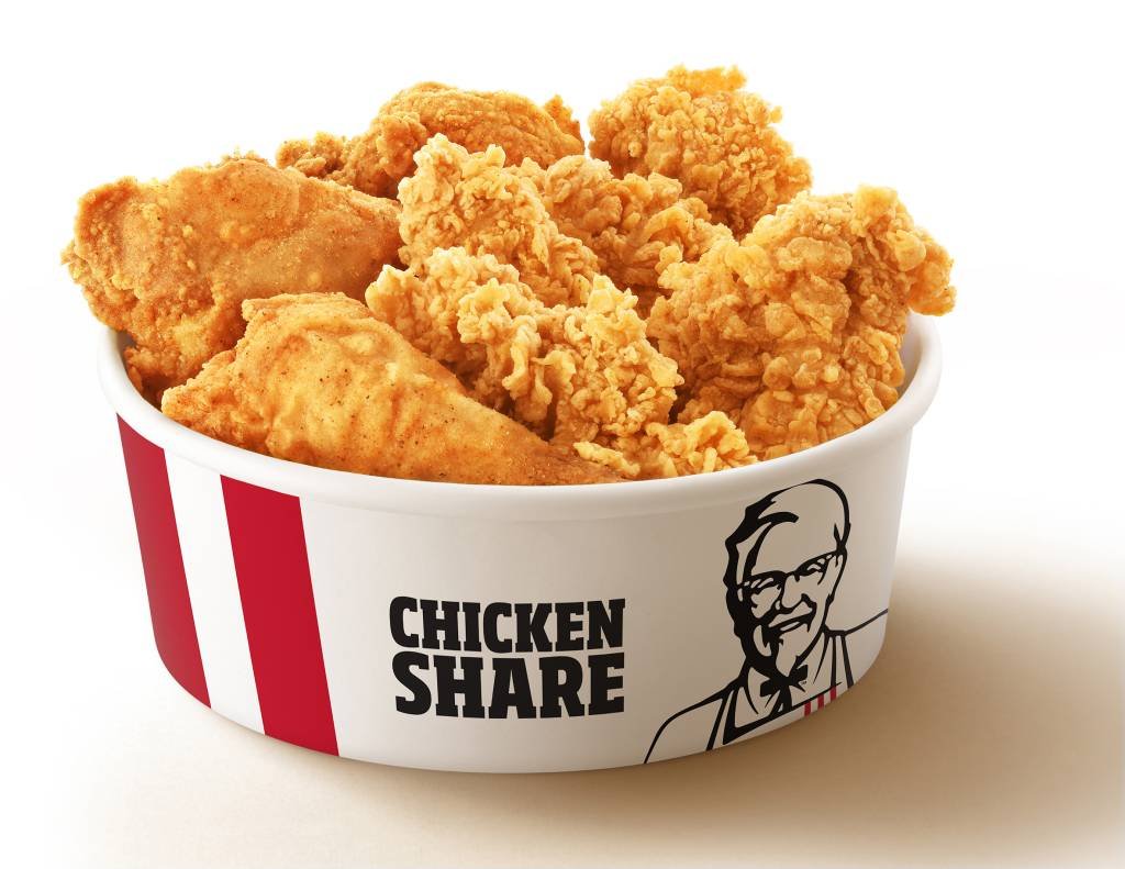 Balde de frango do KFC: nuggets vegetais? (KFC/Divulgação)