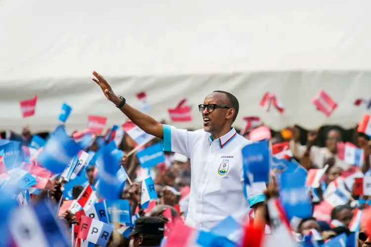 Paul Kagame em Campanha: a economia cresce, e ele não tem a menor intenção de deixar o poder (Jean Bizimana/Reuters)