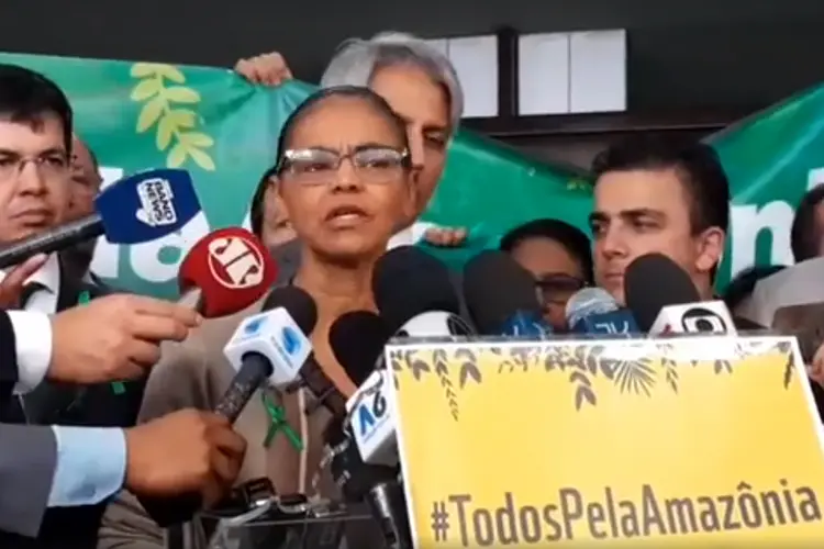 Marina Silva: ex-ministra participou da manifestação e destacou as medidas de combate ao desmatamento que adotou durante sua gestão (Rede na Câmara/Facebook/Reprodução)