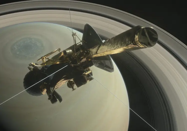 Cassini: a nave irá pegar fogo ao seguir direto para a esmagadora atmosfera do gigante gasoso (NASA/JPL-Caltech/Divulgação)