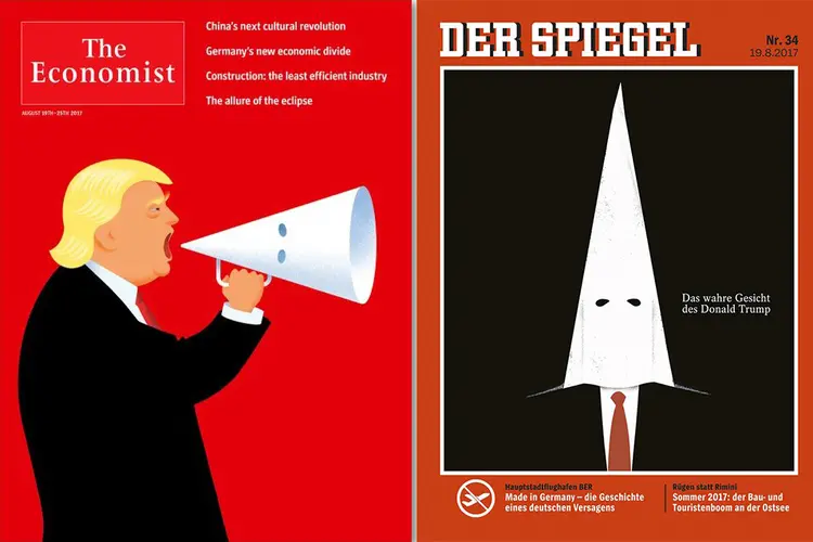 A revista britânica The Economist e a alemã Der Spiegel publicam capas críticas a Donald Trump (The Economist/Der Spiegel/Divulgação)