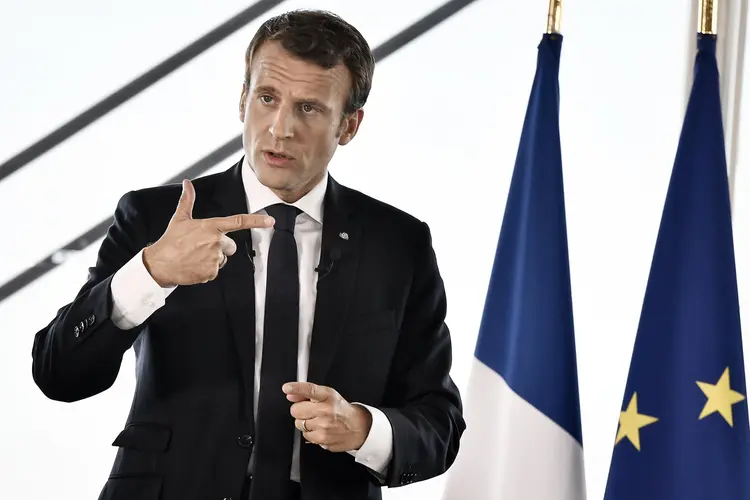 Emmanuel Macron: "eu acredito em uma soberania europeia que nos permita nos defender e existir" (Louisa Gouliamaki/Reuters)