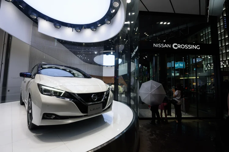 Carro elétrico Nissan Leaf, uma das novidades que serão apresentadas no evento do mês que vem (Akio Kon/Bloomberg)