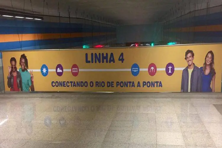 Publicidade linha 4 do metrô do Rio: campanha gerou reações adversas nas redes sociais (Foto/Reprodução)