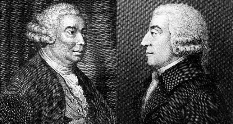 DAVID HUME E ADAM SMITH: unidos pela crença de que o livre comércio é o melhor caminho para a civilização e o progresso / Hulton Archive/ Getty Images