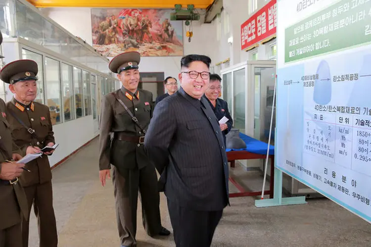 Kim Jong-Un: Conselho de Segurança das Nações Unidas impôs, na semana passada, por unanimidade, novas sanções à Coreia do Norte (KCNA/Reuters)