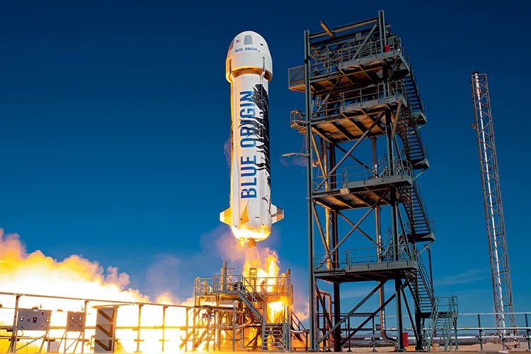 Lançamento de foguete da Blue Origin, de Jeff Bezos: a primeira viagem está marcada para 2018 (Blue Origin/Alamy/Latinstock/Getty Images)