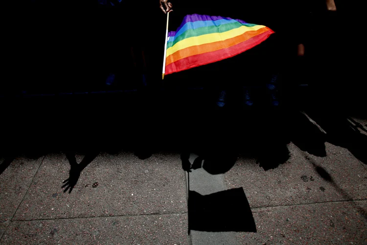 Bandeira do movimento LGBT: sessão de ontem (13) no STF foi dedicada às sustentações orais das partes contrária e a favor do tema (Sarah Rice/Getty Images)