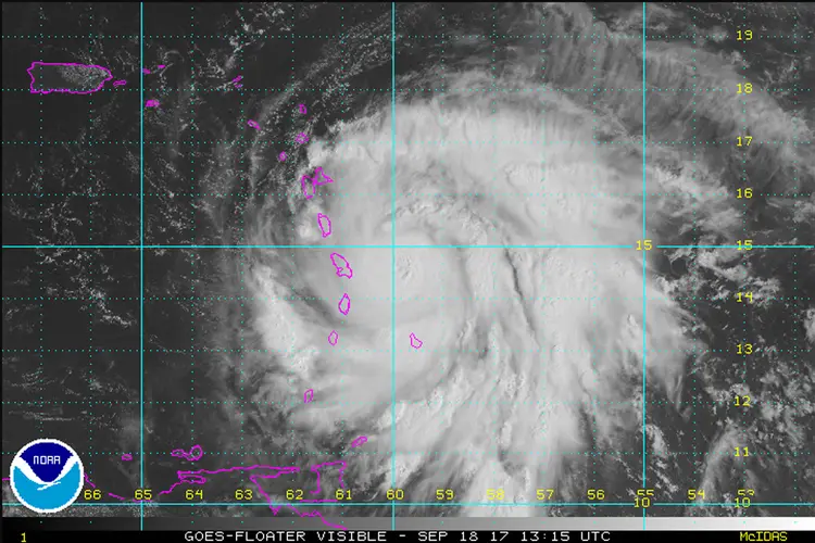 Furacão Maria: Ilhas Virgens britânicas e St. Martin, que foi devastada pelo Irma, estão sob alerta de furacão (NHC/Reprodução)