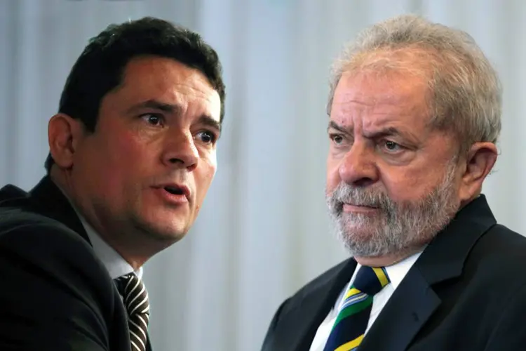 Moro x Lula: Juiz alcançou taxa de desaprovação de 45%, recorde desde setembro de 2015 (Montagem de Rodrigo Sanches/Site Exame)