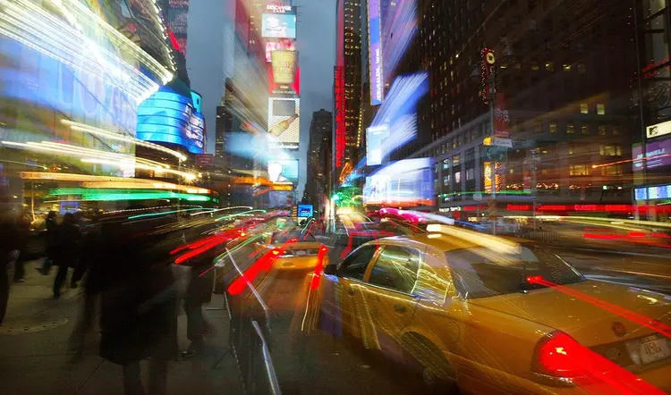 Time Square: na manhã desta quarta-feira, os executivos se dirigirão à movimentada avenida para acompanhar o início das negociações (Mario Tama/Getty Images)