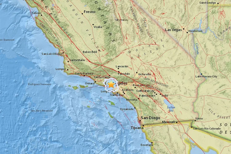 O terremoto também foi perceptível em outros pontos próximos desta área da Califórnia como Los Feliz, Silver Lake e Glendale (USGS/Reprodução)