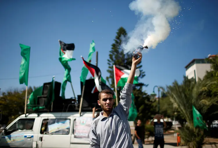 Gaza: Palestinos comemoraram acordo entre Fatah e Hamas (Suhaib Salem/Reuters)