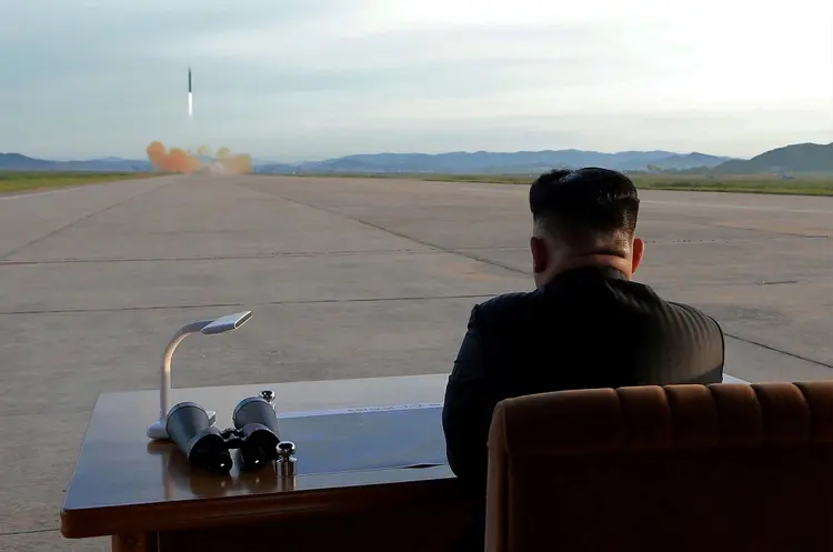 Coreia do Norte: Este é o quinto exercício deste tipo realizado desde junho de 2016, quando os três países começaram a praticar a defesa conjunta (KCNA/Divulgação)