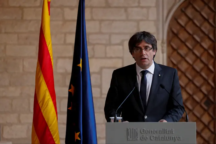 Carles Puigdemont: afirmação foi feita em pronunciamento uma hora antes da realização de uma sessão no Parlamento catalão (Yves Herman/Reuters)