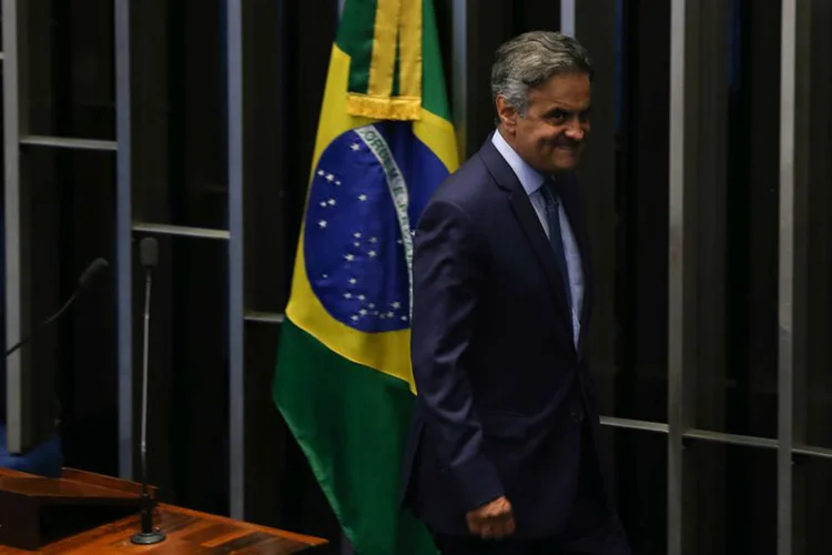 Aécio: o mineiro falou aos colegas, fez uma retrospectiva da sua passagem pela Casa e, principalmente, rebateu as acusações que terá de responder (Fabio Rodrigues Pozzebom/Agência Brasil/Agência Brasil)