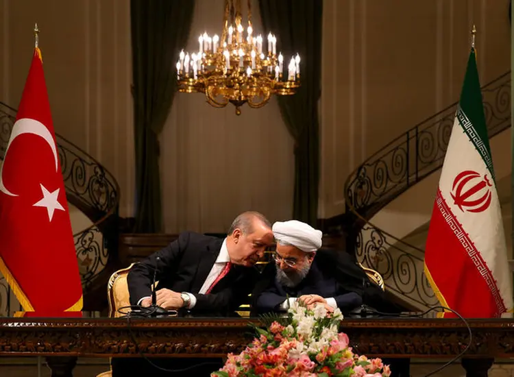 Erdogan e Rouhani no Irã: unidos contra o Curdistão e por uma aliança que limite a influência europeia e americana no Oriente Médio (Murat Cetinmuhurdar/ Presidential Palace/Reuters)