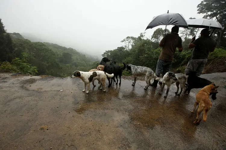 Tempestade: a tempestade tropical Nate está situada em frente ao litoral caribenho da Nicarágua (Juan Carlos Ulate/Reuters)