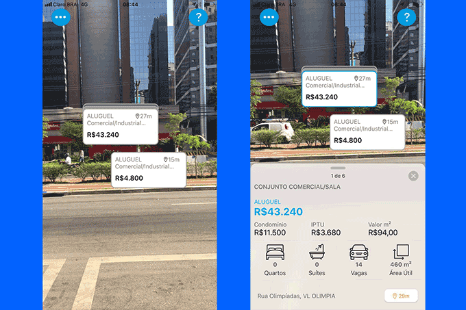 Este app mostra valor de aluguéis com realidade aumentada