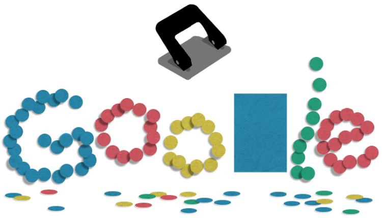 Doodle homenageia os 131 anos do furador de papel (Google/Reprodução)