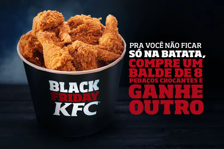 KFC: quem comprar um balde com 8 pedaços, ganha outro imediatamente (KFC/Divulgação)