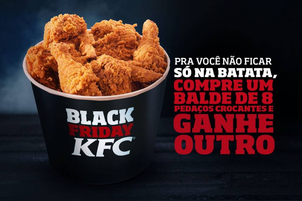 KFC: quem comprar um balde com 8 pedaços, ganha outro imediatamente (KFC/Divulgação)