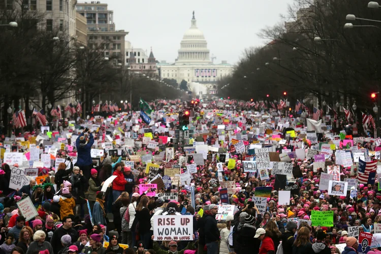 Mulheres protestam nos EUA: país caiu quatro posições no ranking dos melhores do mundo para mulheres (Mario Tama/Getty Images)