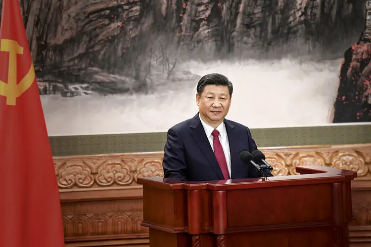 O presidente chinês Xi Jinpingno Congresso do Partido Comunista: o líder mais<br /> importante desde Deng Xiaoping | WANG ZHAO/AFP PHOTO / 