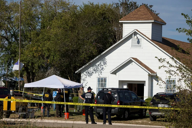 Igreja em Sutherland Springs: neste domingo, atirador matou 26 pessoas e feriu outras 20 (Nick Wagner/AMERICAN-STATESMAN/Reuters)