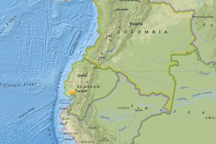 Terremoto no Equador: tremor pôde ser sentindo em várias regiões do país (USGS/Reprodução)