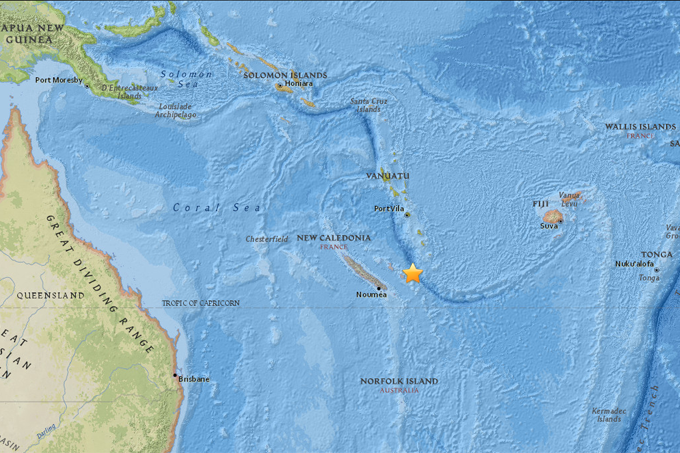 Terremoto de 7 graus sacode Nova Caledônia, no Pacífico Sul