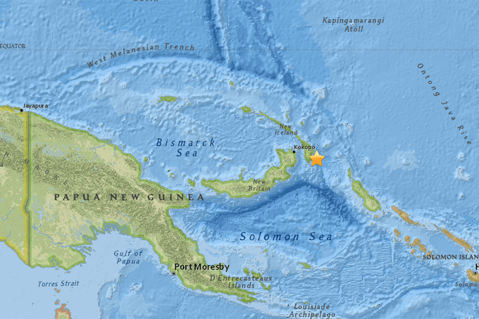 Terremoto de 6 graus sacode nordeste de Papua Nova Guiné