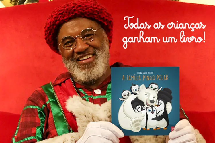 Papai Noel negro: em sua primeira vez como bom velhinho, Rubens Campolina tem feito sucesso no Vale Sul Shopping (ValeSul Shopping / Facebook/Reprodução)