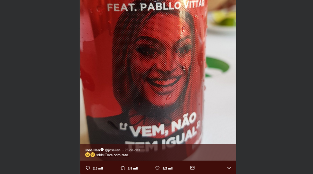 José Ilan, da Fox: piada sobre Coca-Cola e rótulo com cantora Pabllo Vittar (Twitter/Reprodução)