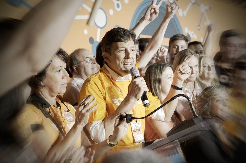 João Amoêdo, do partido Novo, durante campanha à Presidência. (Yolanda Prezentino/Partido Novo/Divulgação)